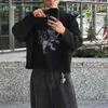 Felpa girocollo a maniche lunghe STREETRICH Y2K Vintage Punk Stampata Pullover T-shirt Base per Stratificazione Outfit Retrò Grintoso