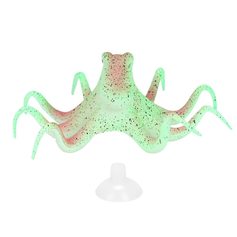 Suction Cup Silicone Artificial Octopus Colorful Simulation Design Fluorescent Simulation Octopus Silicone Aquarium Decoration