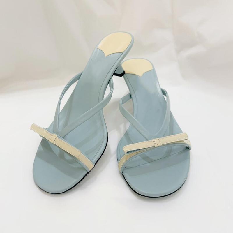 

Fashion 2025 Summer New Style Of Simple Fresh And Versatile One-Strap Open-Toe Sandals With A Bow-Tie Kitten And Flip-Flops For Women 39 синий