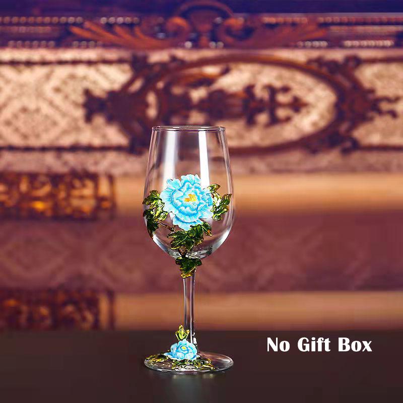 Superior Enamel Peony Glass Crystal Champagne Cup Set Goblet Glasses Glasses of Wine Wineglass Luxury Glass Cups Vintage Whiskey