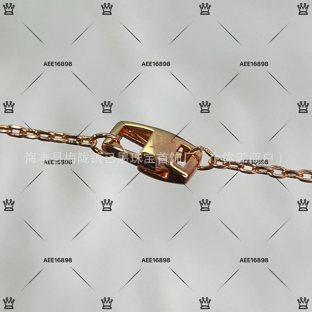 Luksusowa bransoletka damska ze srebra próby 925, wysadzana diamentami, z białą masą perłową i motywem czterolistnej koniczyny, z 18-karatowego różowego złota