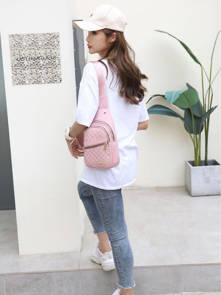 Women's Korean Style Multi-Layer Embroidered Chest Bag - Large Capacity Casual Crossbody Backpack
