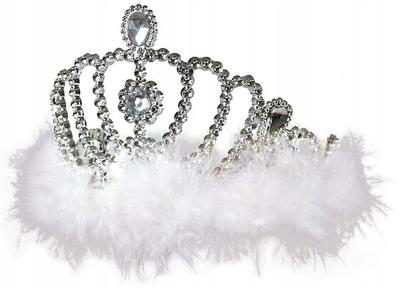 Diadem Tiara White With Fluff Fur Queen Princess Ball