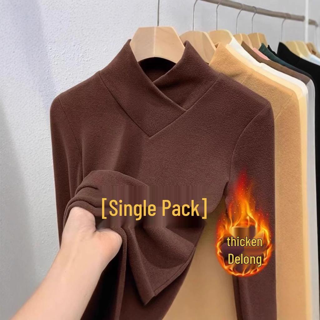 Dames Velvet Half Turtleneck Lange Mouw Slim Fit Top voor Herfst/Winter