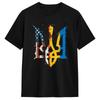 Ukraine America Flag Trident Ukrainian Tryzub T-Shirt Summer Cotton T-Shirts Adult Trendy Design Tee Shirt Short-Sleeved Tees