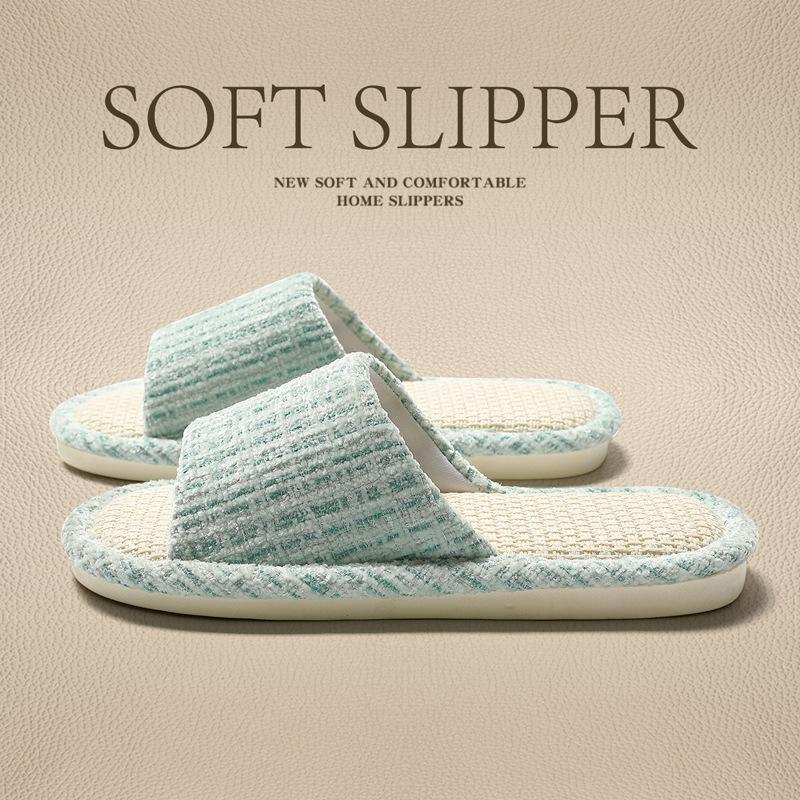 Дышащие впитывающие пот льняные тапочки Домашние комнатные бесшумные нескользящие Японские четырехсезонные гостеприимные хлопково-льняные тапочки 36