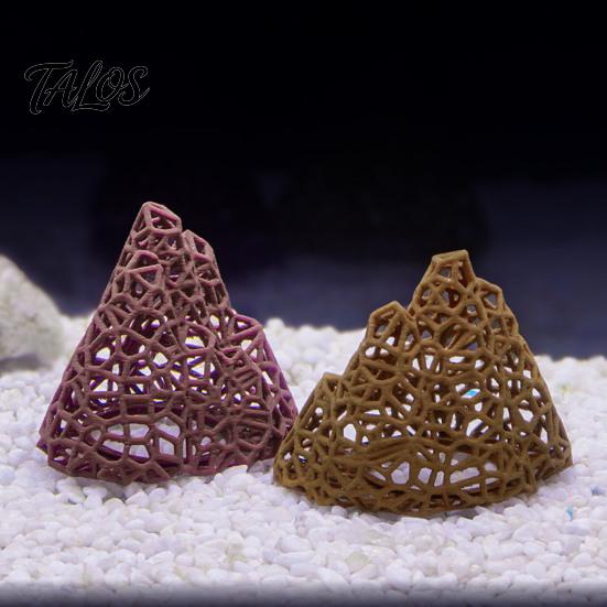 Saltwater Tank Ornament Aquarium Mountain Shrimp Hide, 3D Printed Hollow Mountain, Small Fish Landscaping Supplies Hideout Cave, Shelter for Betta
