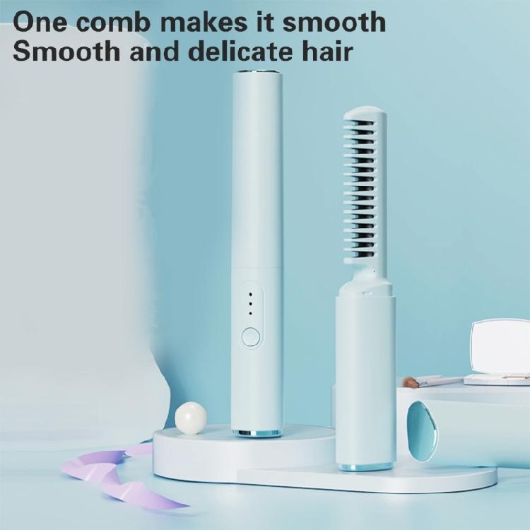 Lightweight Rechargeable Hair Straightener Brush Anti Scald Comb with Quick Heat Up Adjustable Temperature for Travel