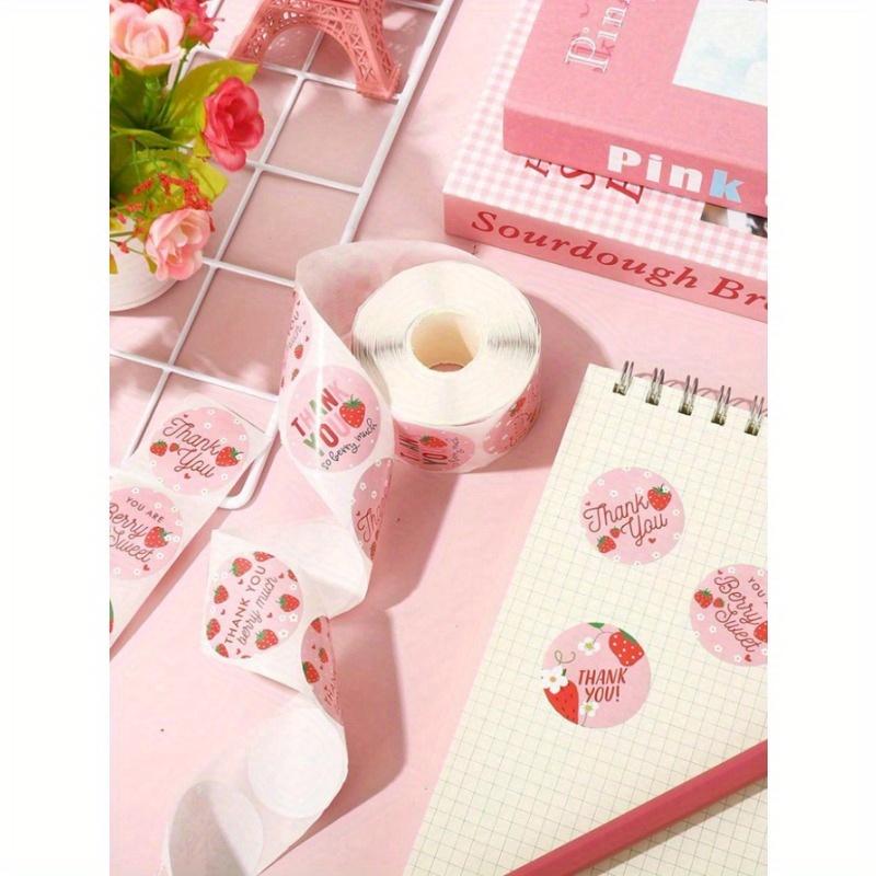 500pcs/Roll Strawberry Thank You Stickers, Non-Adhesive Seal Stickers, Fruit Decorative Stickers Suitable for Birthday Gifts, Party Cakes