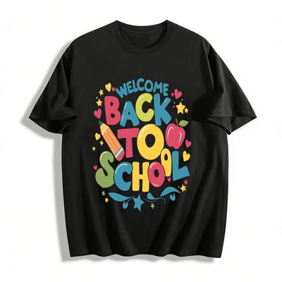 Welcome Back To School Print Casual Crew Neck Tshirt For Kids Adults Pure Cotton T-shirt
