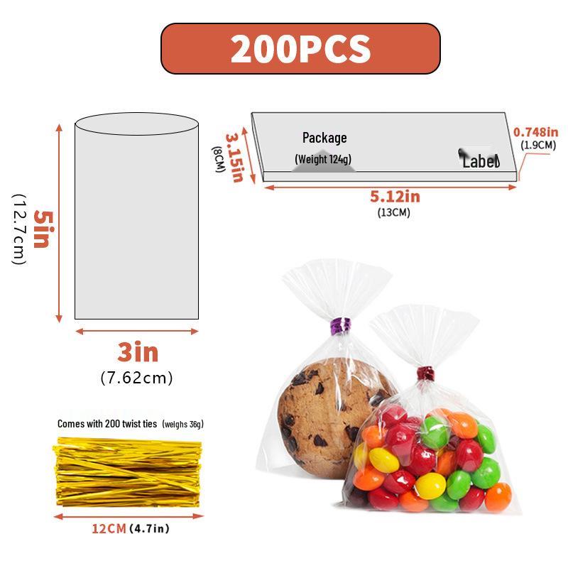 Clear Drawstring Packaging Bag for Cookies, Bread, Candy, and Baked Goods