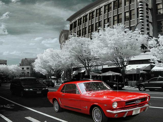 Diamantová mozaika Černá Červená Plná vrtačka Čtverec Diamantové vyšívání Pouliční vyšívání Mozaika Krajina 5D DIY umělecká nástěnná dekorace