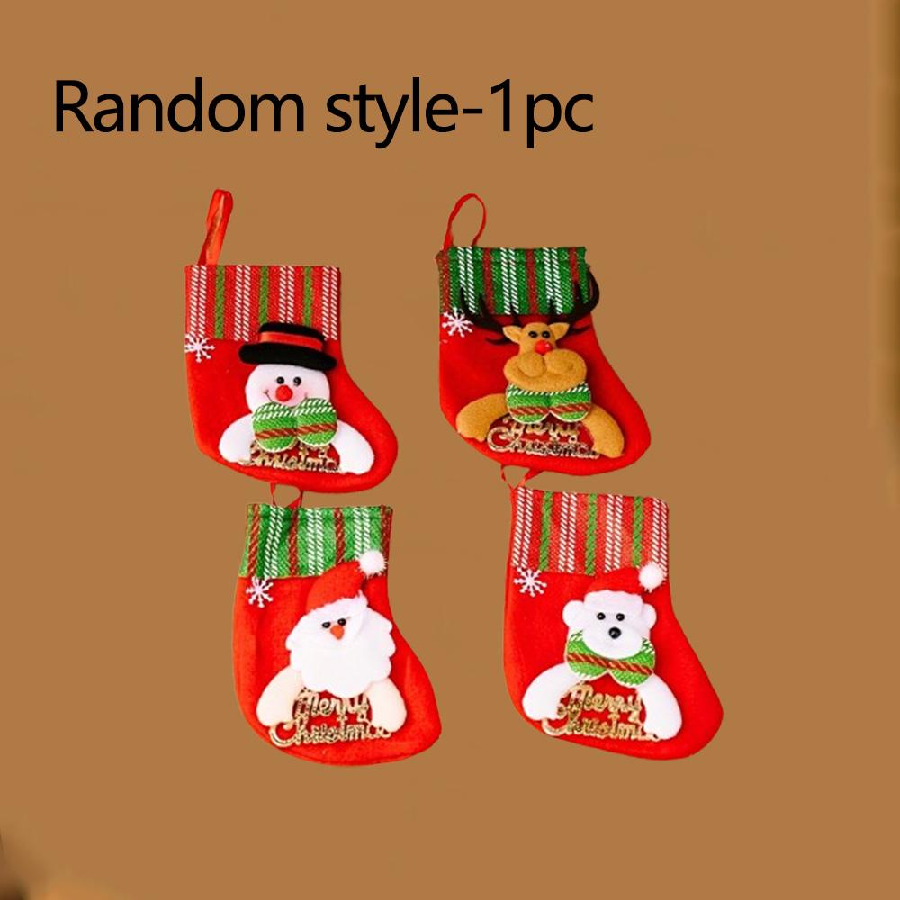 1/4pcs-Merry Christmas Socks Christmas Tree Ornaments Sack Xmas Gift Candy Bag Cute Fabrics with Multiple Styles