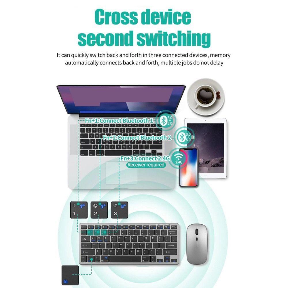 Bluetooth 5.0 Wireless Keyboard Mouse Set 2 Modes Bluetooth Keyboard  For Laptop