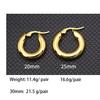 Gold Color Stainless Steel Hoop Earrings For Women  New Fashion Round Smooth Thick Jewelry Ins Trendy Metal Gifts