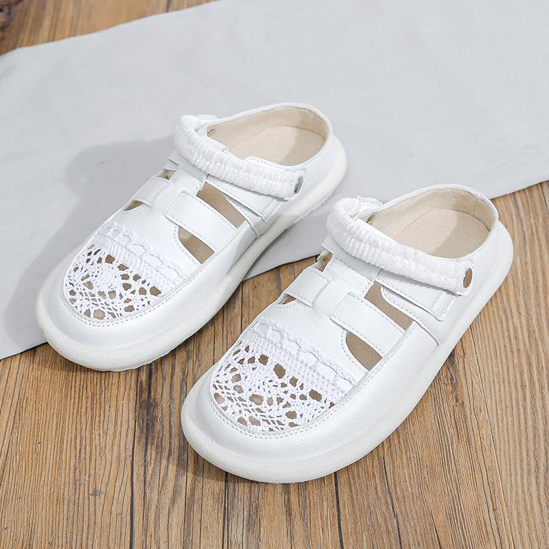 2025New Summer Hollow Breathable Mesh Ladies Shoes Literary Retro Flat Shoes Women's Sandals Shoes