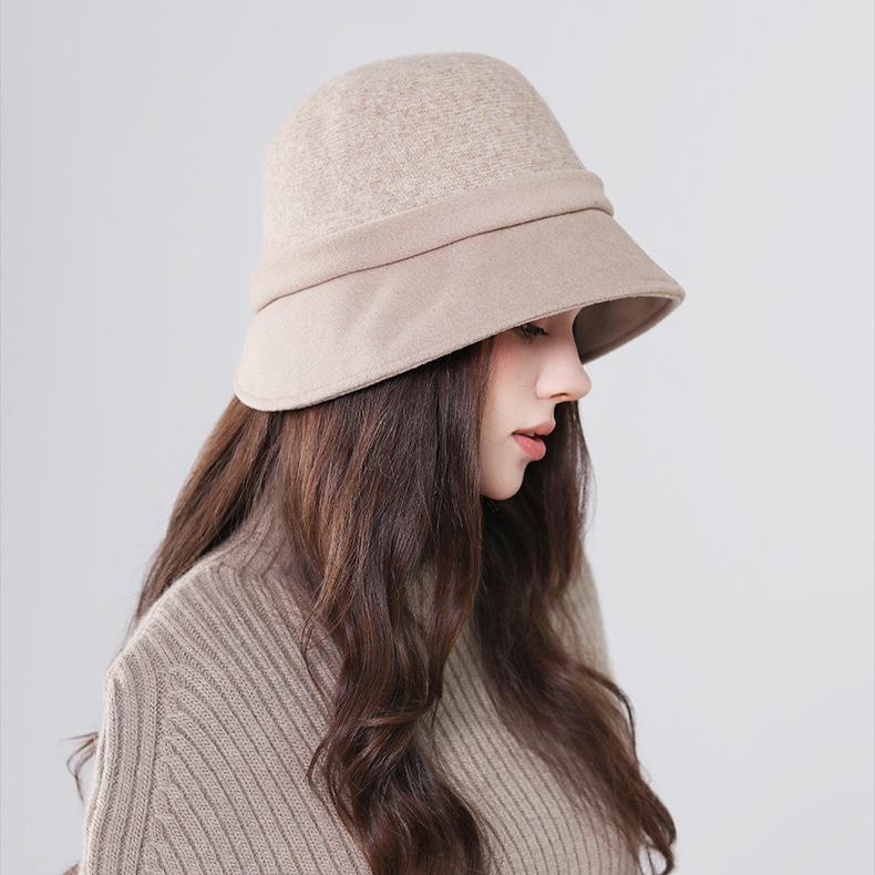 Wool French Style Bucket Hat for Women - Winter & Autumn, Breathable Knitted Hat for Daily Wear, Parties
