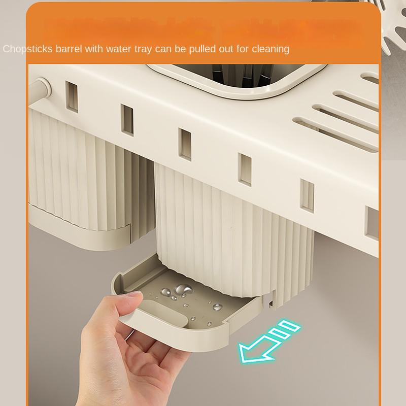 Wall Mounted Stainless Steel Knife Holder Kitchen Storage Shelf Cutlery Dishcloth Towel Drain Rack Hole-free Organizer