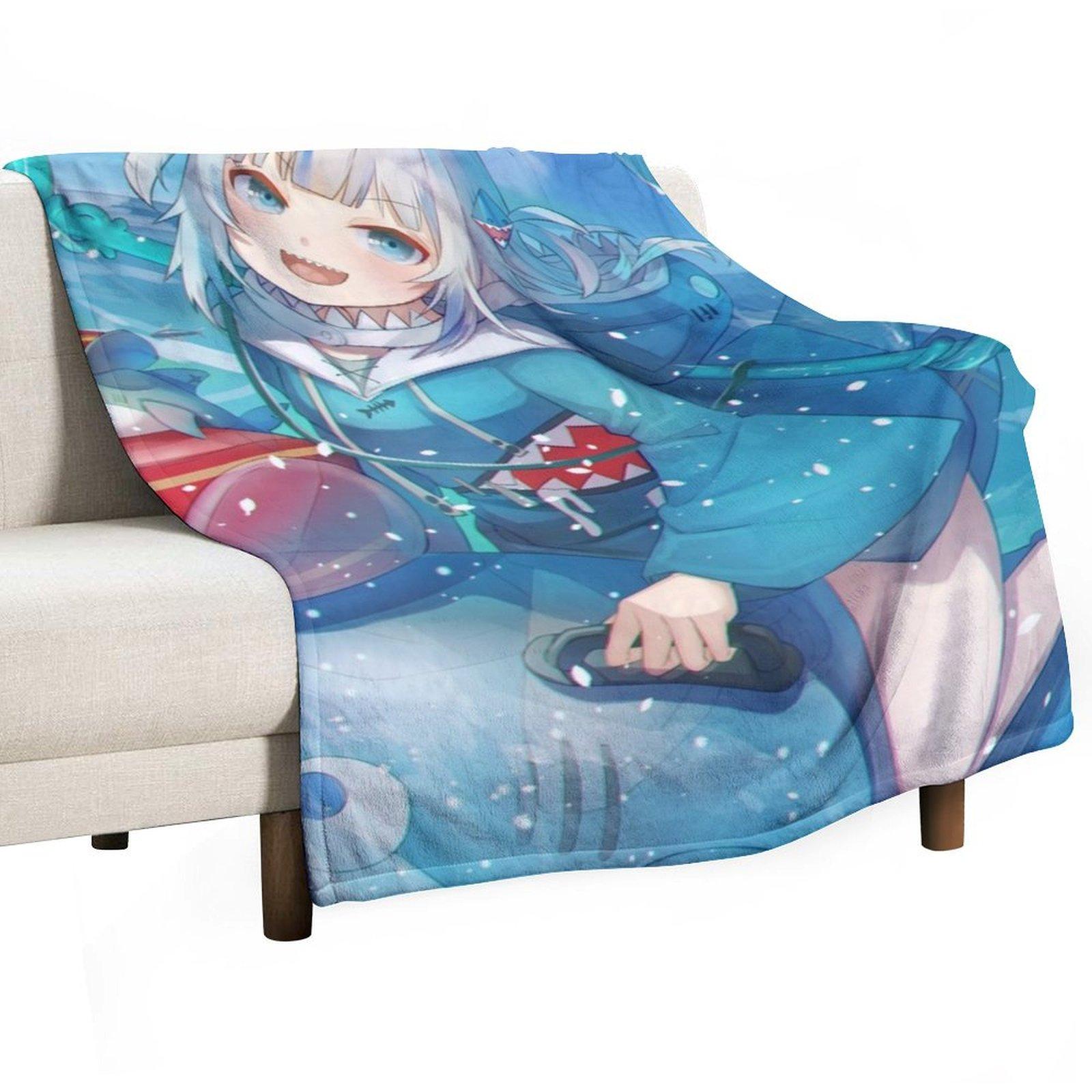 Gawr Gura Throw Blanket Plaid Kid S Decorative Beds Heavy Blankets 30x40in