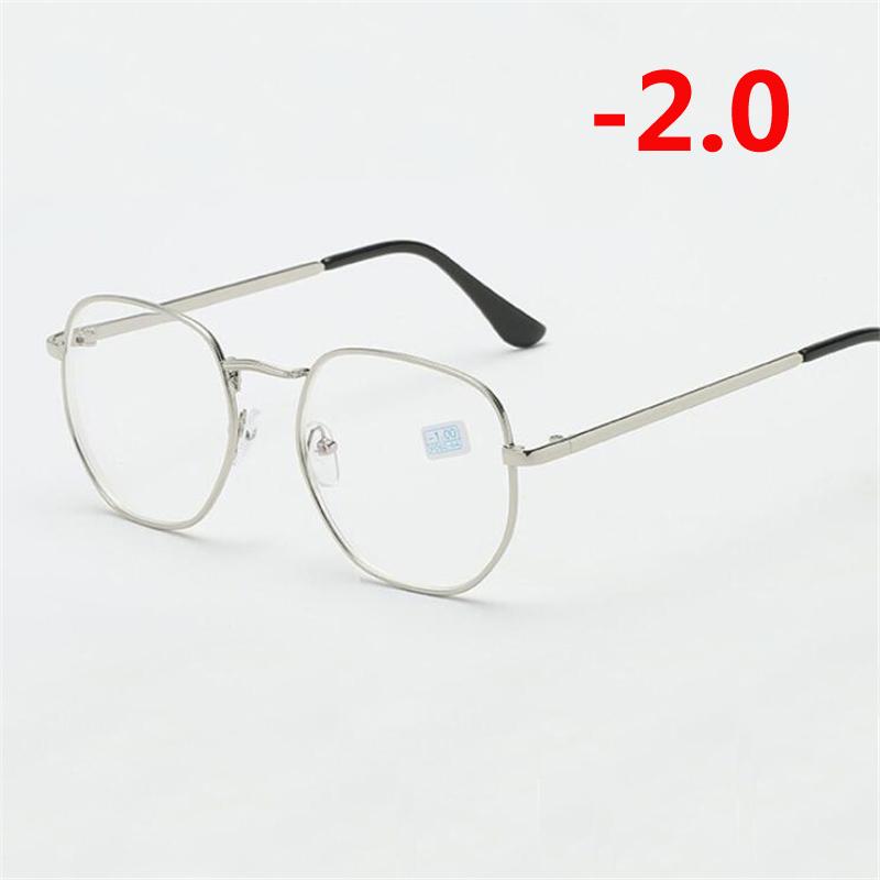 -1.0 -1.5 -2.0 To -6.0 Student Myopia Glasses Finished Golden And Black Frame Blue Film Short Sight Eyewear Prescription Glasses