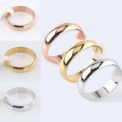 4mm Polished Stainless Steel Wedding Engagement Ring Simple Couple Picky Gifts