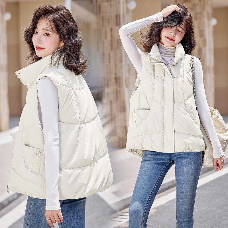 New Autumn and Winter Women's Fashionable Down Cotton Vest Vest Vest Loose and Versatile Outer Wear Cotton Vest