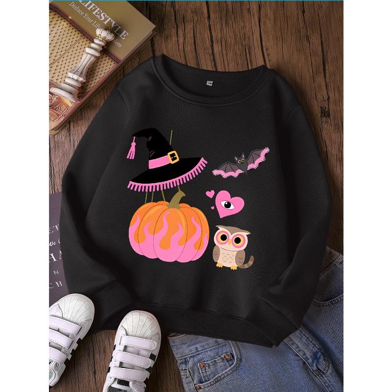 Girls' Fashion Crew Neck Sweatshirt, Sporty Casual Top