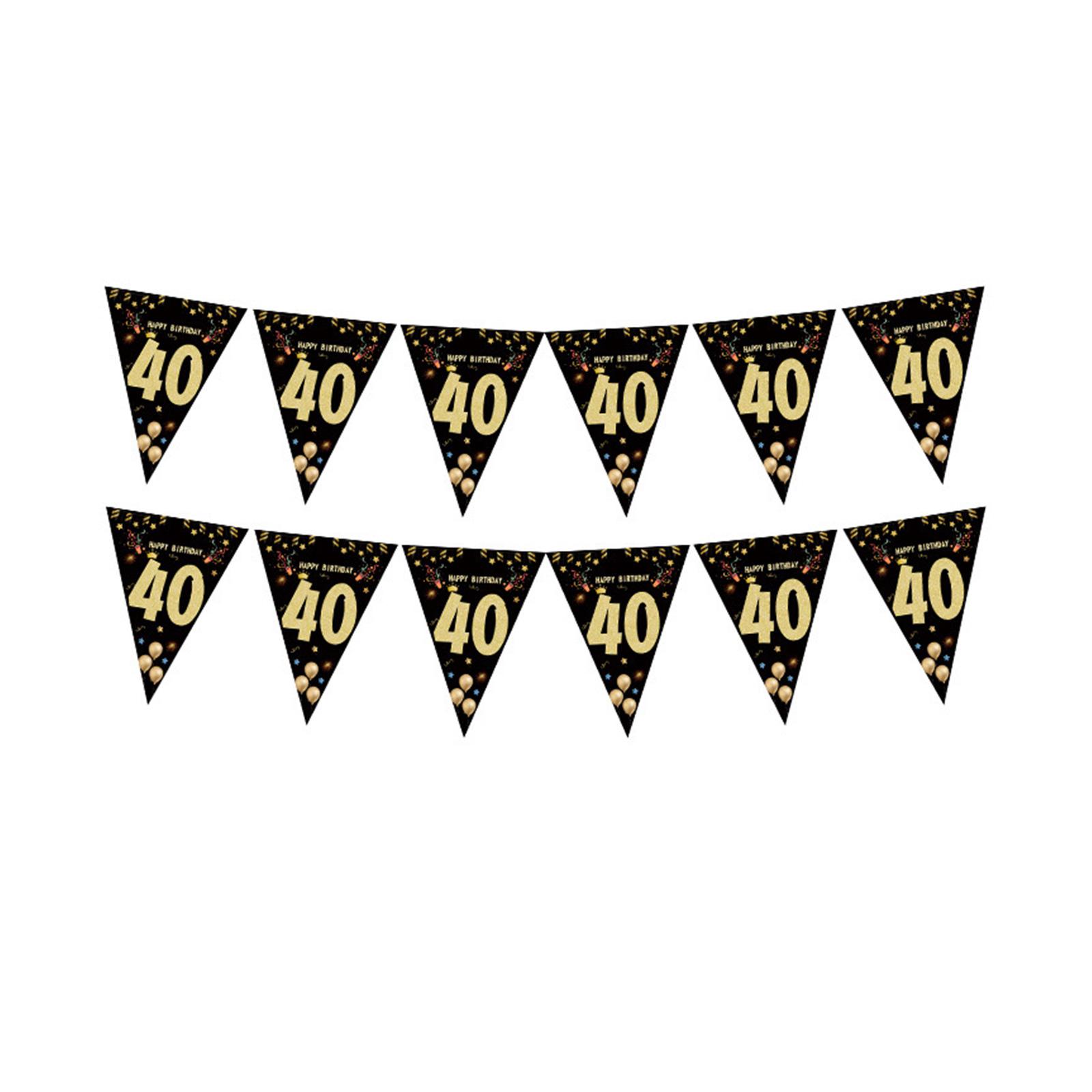 

Birthday Party Bunting Hanging Decoration Black Gold Triangular Pennant Ornament Birthday Photography Props for Adult