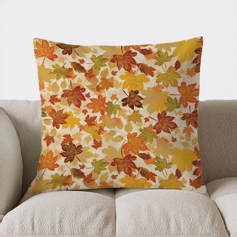 Home Decor Autumn-Themed Bow & Pumpkin Patterned Pillow Pattern Cushion Cover Suitable For Sofa Bedroom Car Pillow Cover