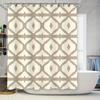 Modern Bathroom Shower Curtain Waterproof Fabric Printed Decorative White And Beige Geometric Pattern
