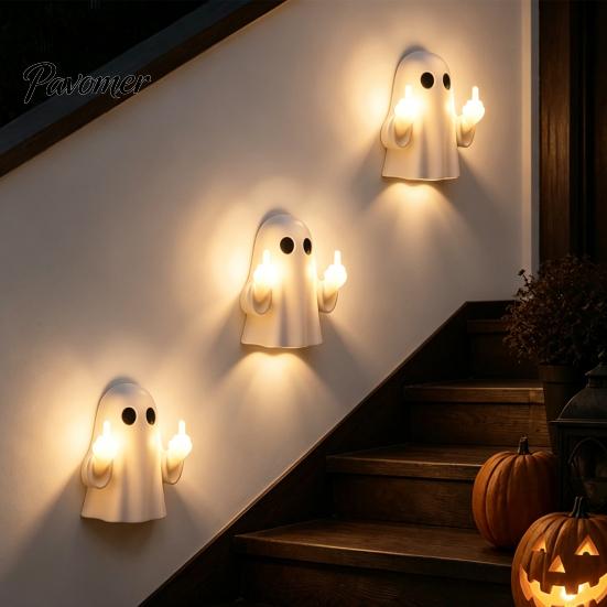 LED Mittelfinger Geist Licht Halloween Leuchtendes Nachtlicht, Lustige Wanddeko Lampe, Niedliche Gruselige Tischdekoration für Schlafzimmer Flur Büro
