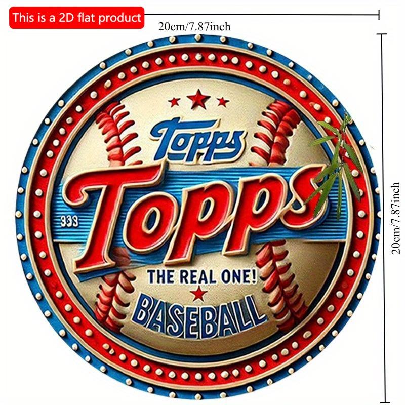 2d Flat 20*20cm Baseball Circular Wooden Plaque Red, White, and Blue Wooden Murals, Rustic Decor for Home, Garages Cafe, or Bar, Sports Themed Design.