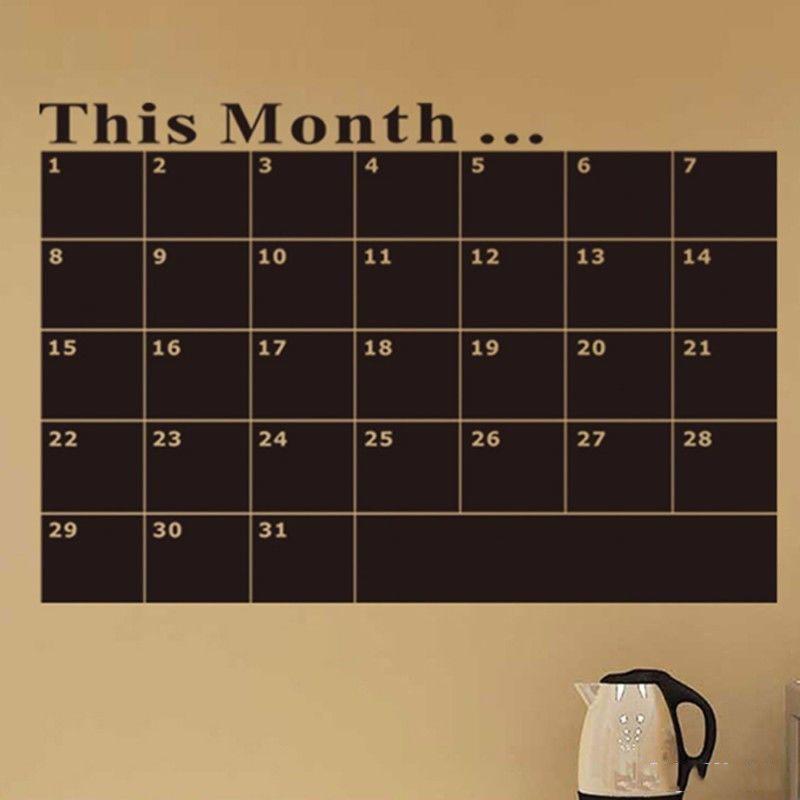 Monthly Planner Calendar Blackboard Removable Wall Sticker Chalk Board