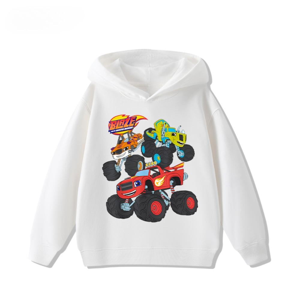 Speed Cyclone Car Team Monster Flame Car Children's Hoodies Boys and Girls' Clothing Autumn and Winter Warm Children's Hoodies