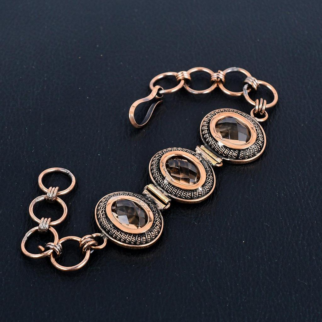 Morganite Bracelet, Handmade Gemstone 999 Copper Wire Wrapped  Bracelet Antique Jewelry, Adjustable Chain Bracelet, Engagement Gift