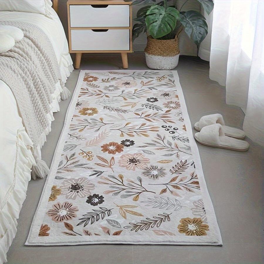 1 Stück Acryl-Bereichsmatte mit Blumenmuster, 1200 g/m² TPR waschbarer Boden, Dicke reversible Aquarell-Bauernhausmatte