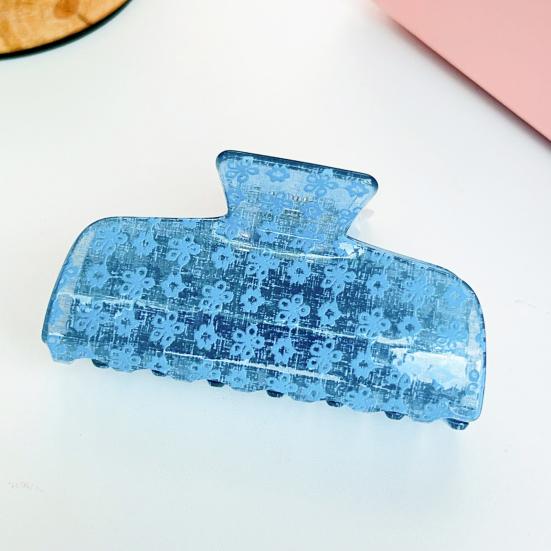 Hair Claw for Women, Floral Print Hair Clip, Transparent Shark Hair Claw, Versatile Hair Accessory for Long Short Hair Daily Use