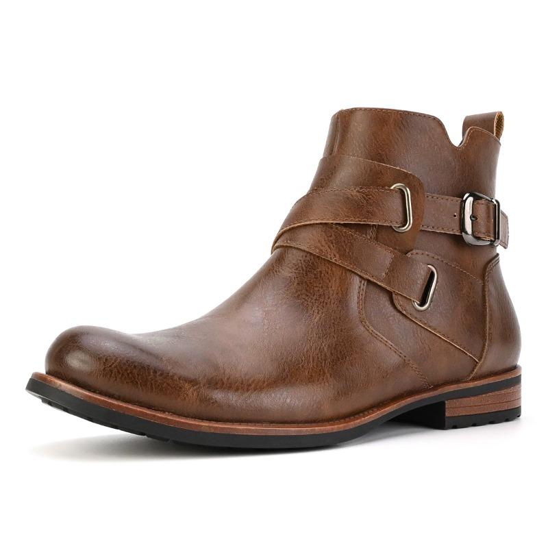 Pánské boty Luxusní britské kožené boty Módní vysoké Chelsea boty Retro kotníkové boty na zip pro muže Ležérní platformové boty Botas