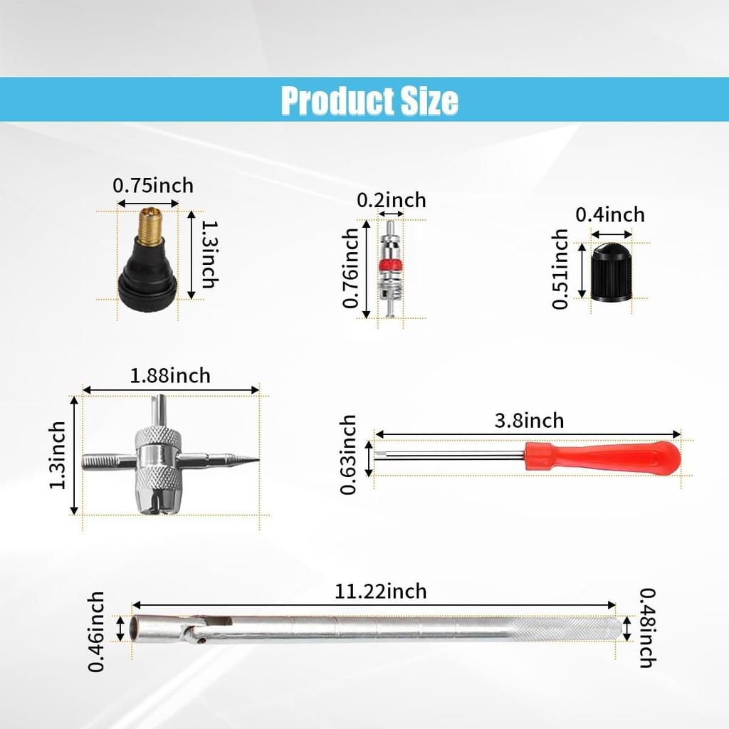 Tire Valve Stem Puller taller Tool Kit, 6 Pcs Snap-in Valve Stems & 15PCS