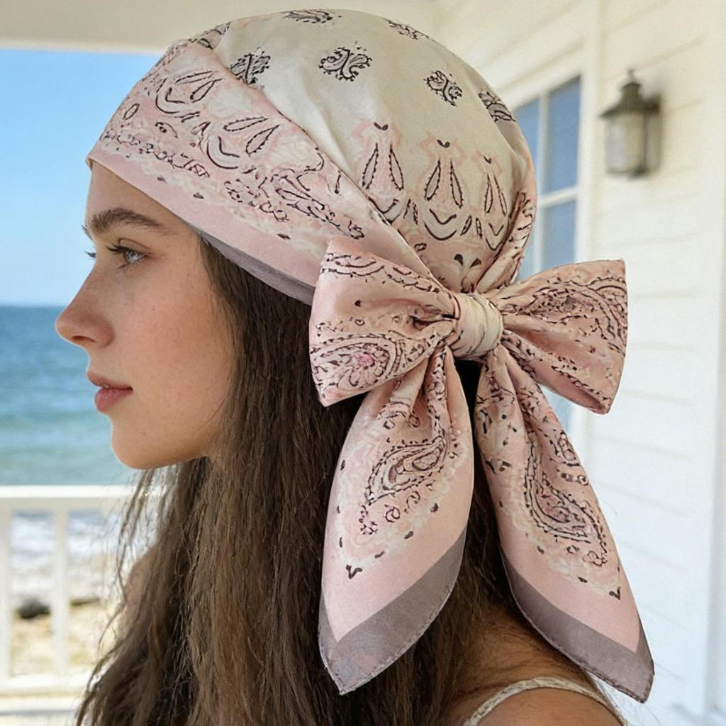 Vintage Silk Satin Head Scarf Square Hair Scarf Multi-Purpose Headband Shawl for Women, Daily Office Gym Travel Party