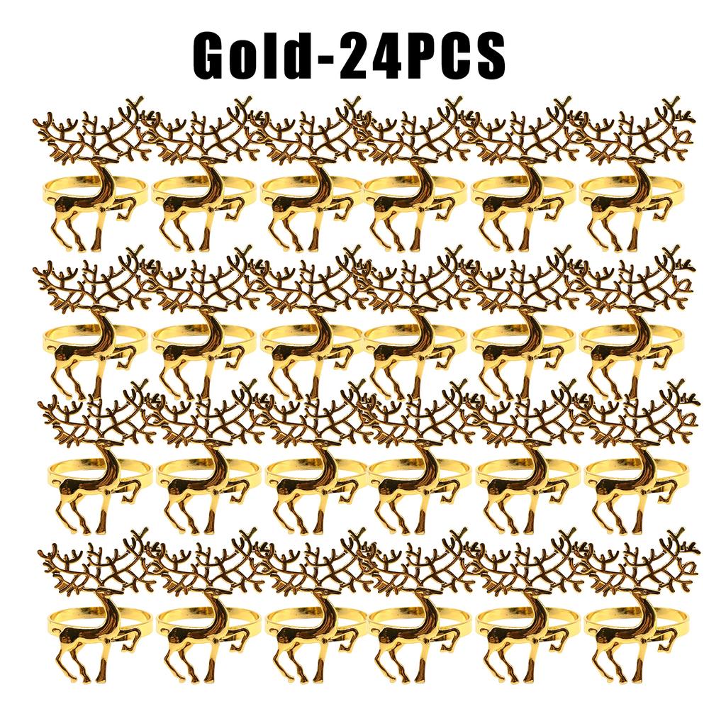 Festive Reindeer Napkin Rings Gold Silver Christmas Deer Napkin Holders for Holiday Table Dining Decor