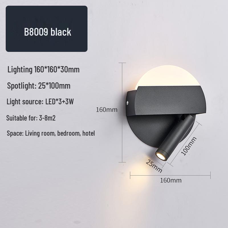 Modern Minimalist Indoor LED Wall Lamp with USB Reading Light for Bedroom or Living Room.