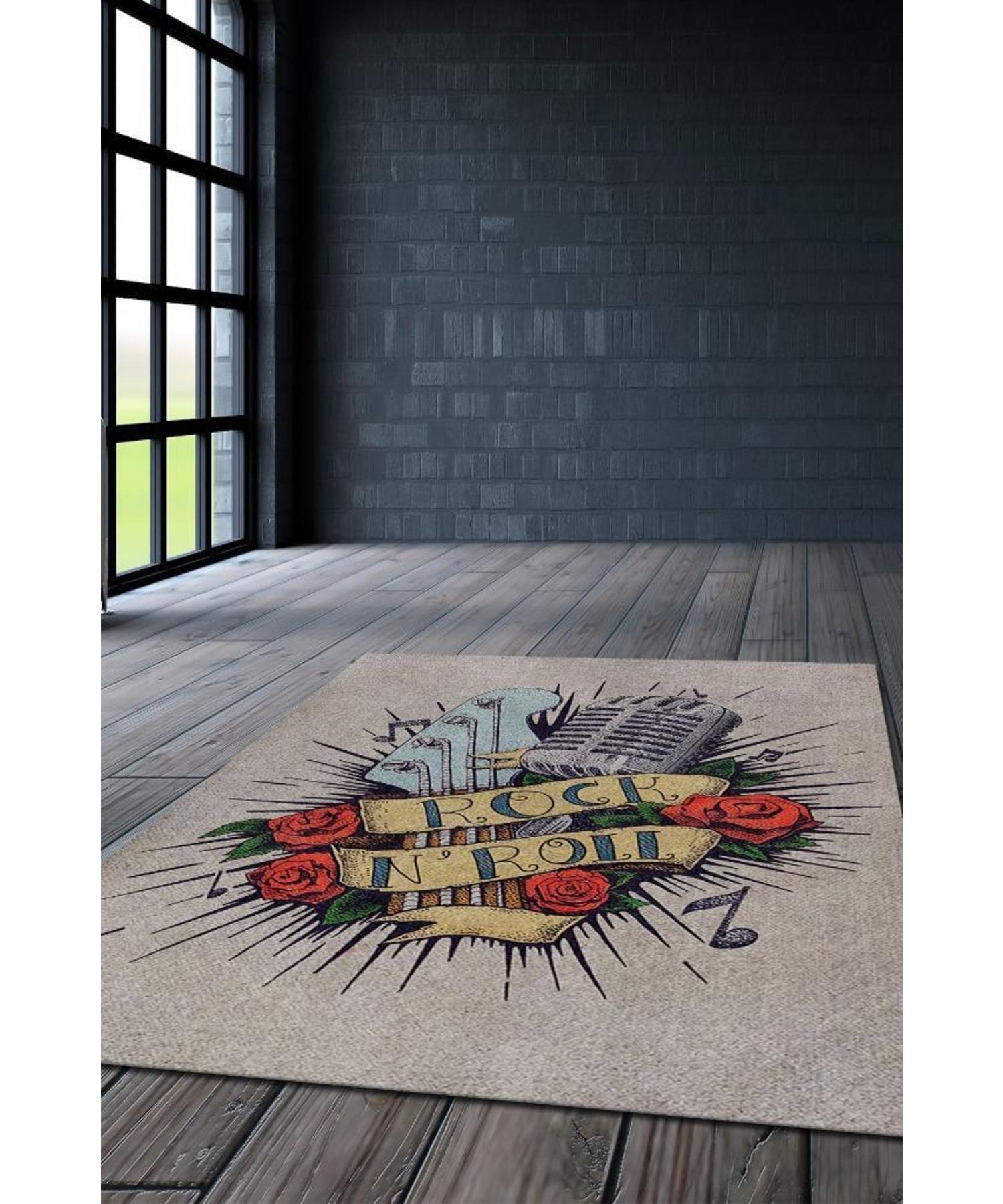 

Моющийся нескользящий декоративный ковер на тканой основе в стиле рок-н-ролл