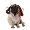 High Stylish Temperature Silk Dog Wig With Blue Ribbons For Fashionable Pet Accessories