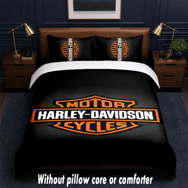 Set Biancheria da Letto Design Harley-Davidson 1 Copripiumino + 2 Federe Morbido Traspirante Biancheria da Letto per la Casa