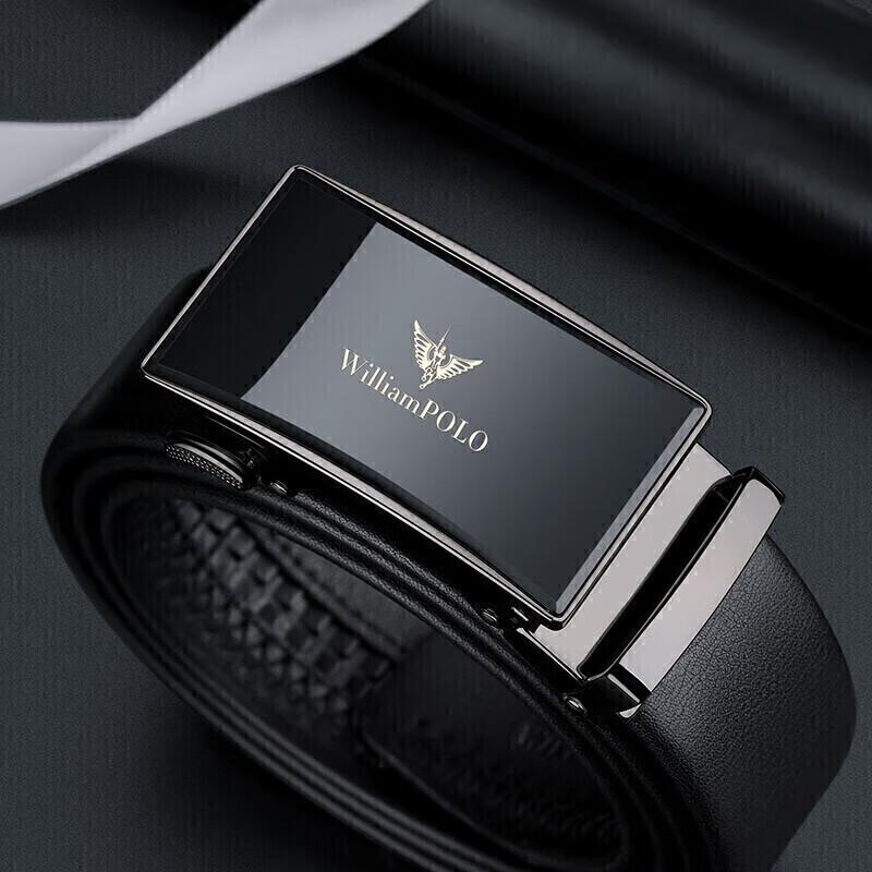 WILLIAMPOLO Men's Automatic Buckle Leather Belt