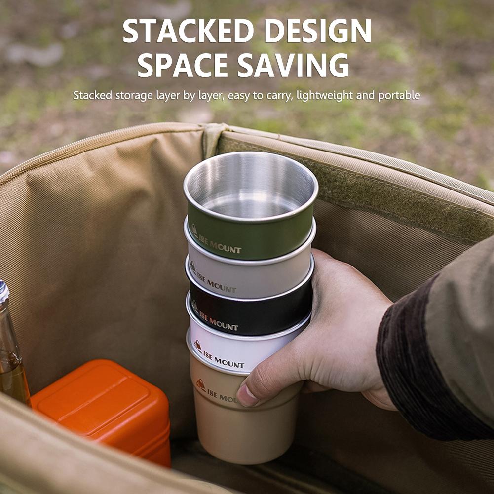 300ml Beer Wine Cups Outdoor Camping Cup Portable Stainless Steel Tea Coffee Milk Mug Stackable Lightweight for Travel Hiking