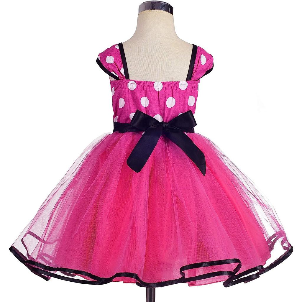 Mini Mouse Dress Set with Headband, Size 100 Cm, for Kids 3-4 Years, Pink, Gift for Girls