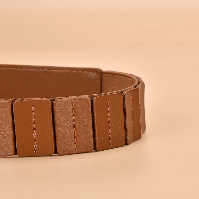 New Women's Belt Decoration Fashionable Waistband with Coat Waist-hugging Genuine Leather Belt Wide Waist Seal Elastic Elastic Waistband Belt