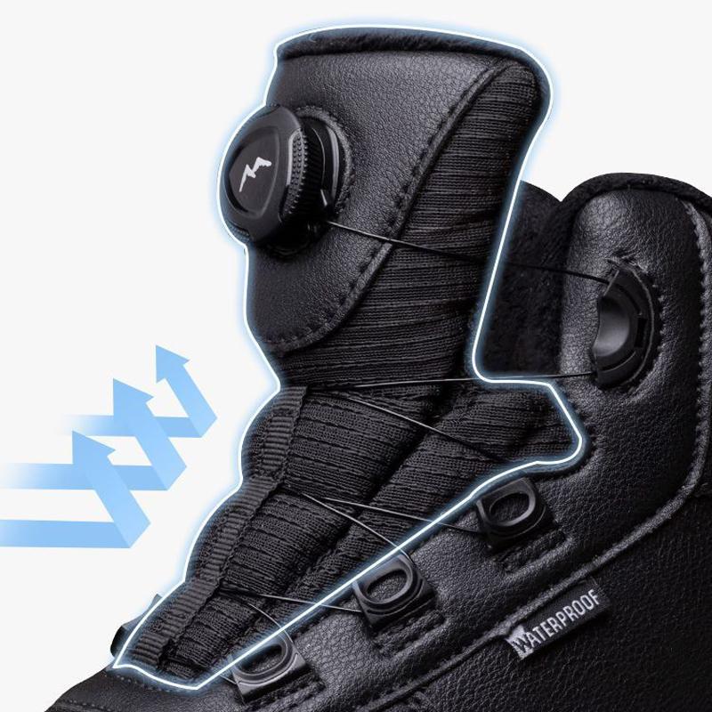 2024 Rotating Button Men Snow Boots Plush Warm Winter Boots Fashion Motorcycle Boots Waterproof Leather Shoes Men'S Ankle Boots